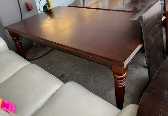 Clearance Rich Cherry Finish Rectangular Dining Table with Turned Legs 