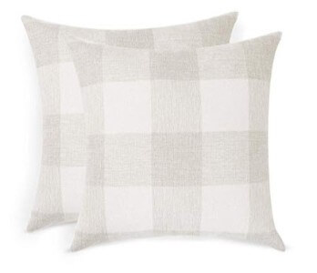 Beige & Ivory Plaid Throw Pillows (set of 2)