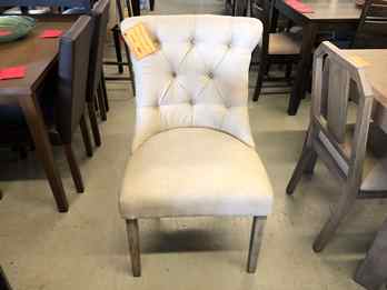 Modus Beige Linen Side Chair with Tufted Back Accents