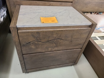 Modus Livia Wood Shadow Grey Nightstand with Marble Top