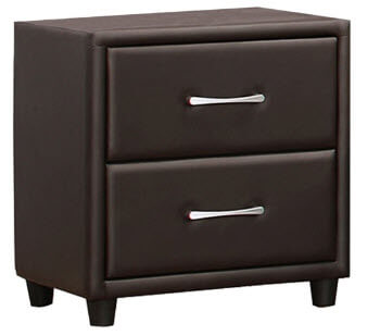 Homelegance Lorenzi Black Faux Leather 2-Drawer Nightstand