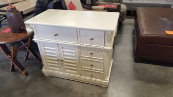 Homelegance White Console Cabinet with Louvered Doors