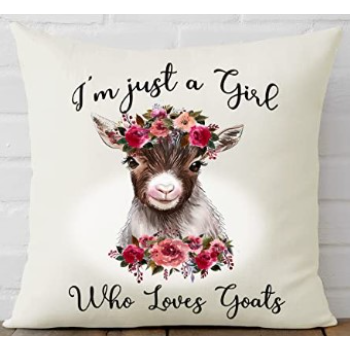 JUST A GIRL WHO LOVES GOATS Fabric Throw Pillow