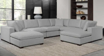 Living Style Lowell Grey Fabric 8-Piece Sectional