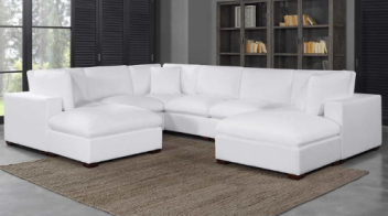 Living Style Lowell White Fabric 8-Piece Sectional