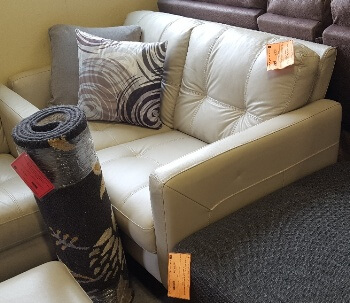 Chateau Dax Light Silver Italian Leather Loveseat