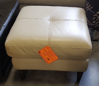 Chateau Dax Light Silver Italian Leather Ottoman