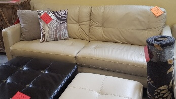 Chateau Dax Light Silver Italian Leather Sofa