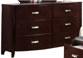 Homelegance Lyrice Cherry Finish Curved 6-Drawer Dresser