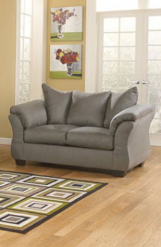 Ashley Madeline Grey Microsuede Loveseat with Flared Arms