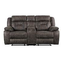 Homelegance Amite Dark Brown Polished Microsuede Reclining Console Loveseat