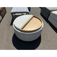 Jonathan Louis Magnolia Sand Fabric Storage Ottoman