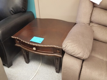 Homelegance Carved Cherry End Table with Drawer