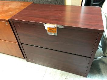 Mahogany Finish 2-Drawer Locking Lateral File Cabinet