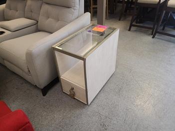 Riverside Maisie Champagne End Table with Glass Top (blemish)
