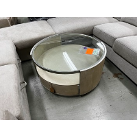 Riverside Maisie Champagne Round Coffee Table with Glass Top
