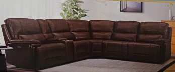 Jason Furniture Malachi Dark Brown Leather Power Reclining Sectional with Power Headrests (blemish)