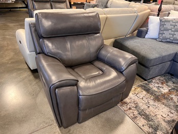 Manwah Charcoal Leather Dual Power Recliner