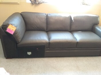 Manwah Charcoal Leather Squared Corner Sofa