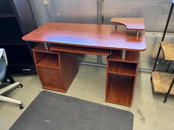 Maple Finish Desk with Keyboard Tray & Storage