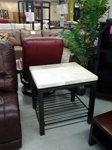 Bernhardt Tempo Travertine Marble Top End Table