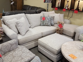 McCreary Modern Dasher Ivory Sofa with Chaise & Down-Wrapped Cushions