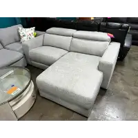 Michael Brent Sand Fabric Dual Power Reclining Loveseat with Right-Hand Chaise