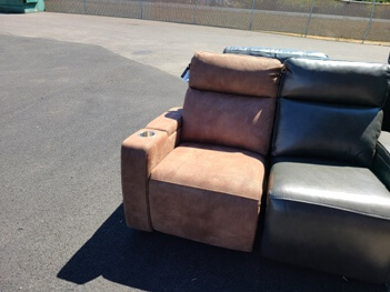 Manwah Light Brown Microsuede One-Arm Chair with Cupholder