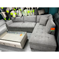 Living Style Miles Light Silver Fabric 2-Piece Sectional with 2 Power Recliners (blemished)