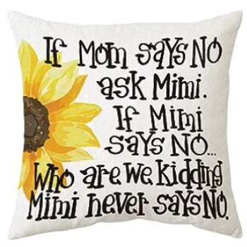MIMI NEVER SAYS NO Fabric Throw Pillow