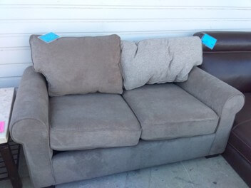 Jonathan Louis Plush Beige Loveseat with Mismatched Back Cushion