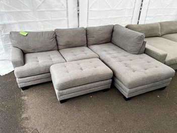 Thomasville Mitch Grey Fabric Sectional with Ottoman (blemished)