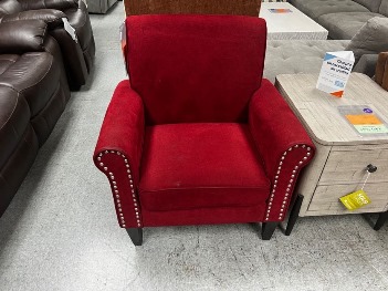 Monroe Red Accent Chair with Rolled Arms