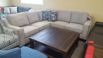 MStar Ellendale Textured Beige Fabric Sectional with Nailhead Trim