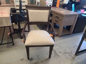 Dark Walnut Finish Arm Chair with Ivory Upholstery