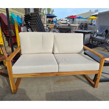 Stanley Ranger Natural Finish Loveseat with Ivory Cushions