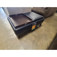 Jason Furniture Denali Navy Blue Leather Storage Ottoman