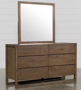 Modus Nelson Rustic Latte Finish Hardwood 6-Drawer Dresser with Mirror