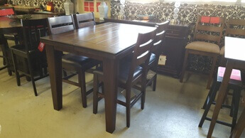 Ashley Burnished Espresso Larchmont Counter-Height Dining Set with 4 Barstools & 1 Leaf