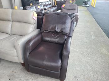 Dark Brown Leather Chair with Contoured Arms (does not recline)