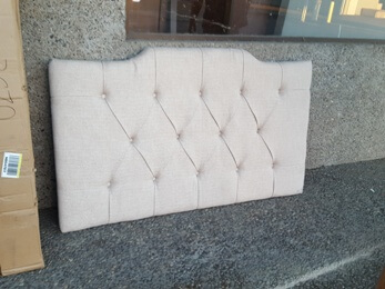 Beige Full/Queen Headboard Panel with Tufted Accents