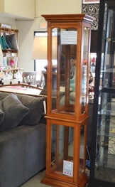 Oak Finish Finish Lighted Curio Cabinet