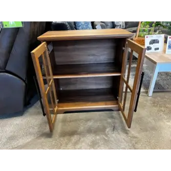 Stanley Ranger Rustic Oak Finish Accent Cabinet with Glass Doors