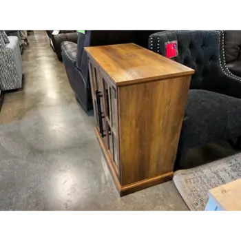 Stanley Ranger Rustic Oak Finish Accent Cabinet with Glass Doors
