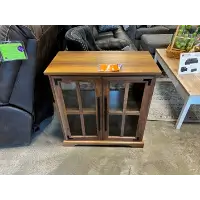 Stanley Ranger Rustic Oak Finish Accent Cabinet with Glass Doors