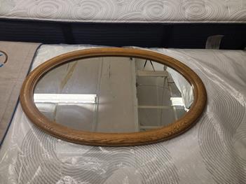 Vintage Oak Oval Mirror