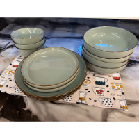 O+B Options Sage 15-Piece Dinnerware Set (service for 4)(Missing  1 Salad Plate)