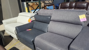 Charcoal Leather One-Arm Power Recliner