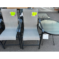 Outdoor Premium Charcoal Mesh Barstool with Notched Arms