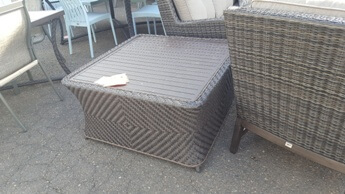 Sunbrella Dark Brown PVC Wicker Square Coffee Table with Metal Top